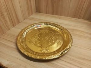 8 Inch Round Brass Pooja Thali