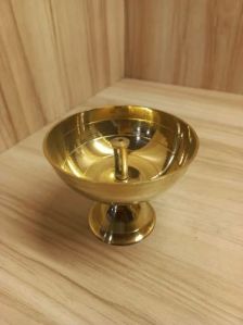 Golden Round Brass Akhand Diya