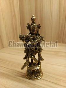 8 Inch Brass Krishna Statue