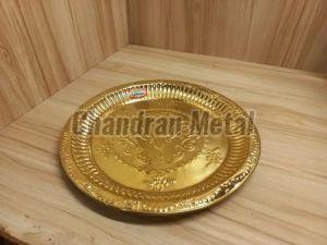 8 Inch Round Brass Pooja Thali