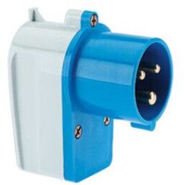Angled Plug With Inward-Curving Cable Sleeve IP44, 3 Pin, 16Amp