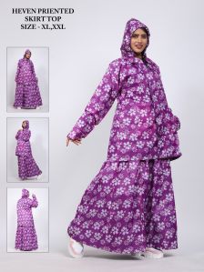 Ladies Flower Print Skirt Top Raincoat