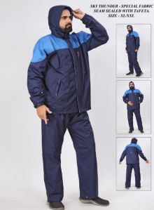 Mens Plain Sky Thunder Rubberized Raincoat