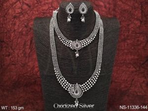 NS-11336-144 Oxidised Silver Necklace Set