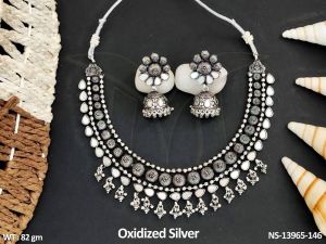 NS-13965-146 Oxidised Silver Necklace Set
