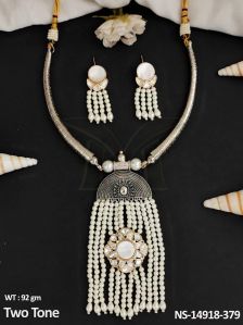 NS-14918-379 Oxidised Silver Necklace Set