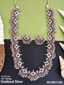 NS-9057-426 Oxidised Silver Necklace Set