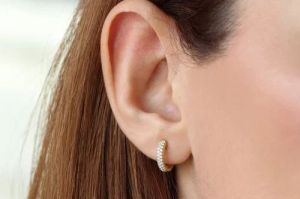 Ladies Hoop Diamond Earrings