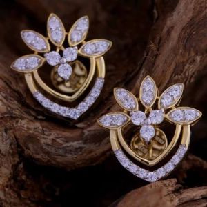 Ladies Leaf Floral Diamond Earrings
