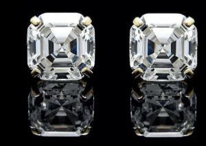 Mens Asscher Cut Diamond Earrings