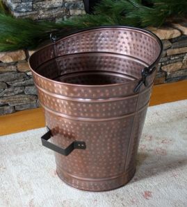 17X17 Inch Hammered Copper Storage Waste Bin