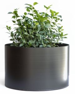 30X30X30 Cm Black Round Metal Planter