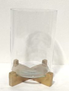 Glass Candle Holder with Wooden Base