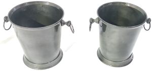 Silver Round Aluminum Planter