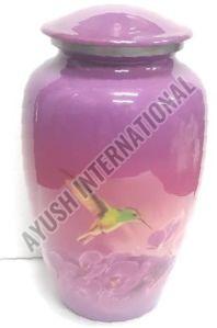 AI/AL.URN/24-25/07 Bird Printed Aluminum Urn