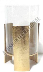 Glass Candle Holder with Golden Aluminium Base