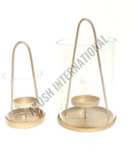 Golden Aluminium Hanging Candle Holder