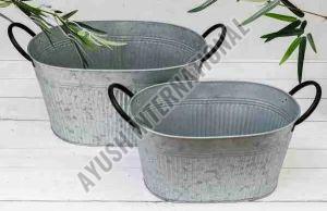 Oval Shape Iron Indoor Planter