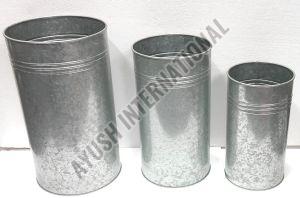 Set of 3 Iron Round Indoor Planter