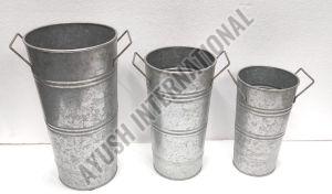 Set of 3 Steel Round Indoor Planter