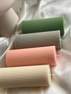 Ribbed Pillar Soy Wax Candle
