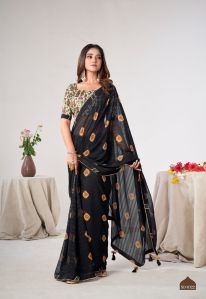 Ladies Black Georgette Saree