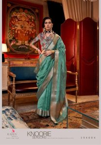 Ladies Chiffon Sea Green Embellished Designer Saree