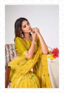 Ladies  Fancy Yellow  Georgette Saree