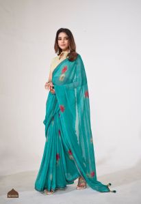 Ladies Georgette Blue Designer Saree