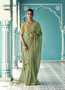 Ladies Green Pure Organza Tissue Designer Saree