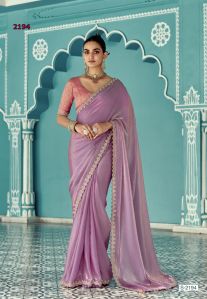 Ladies Lavender Pure Organza Tissue Designer Saree