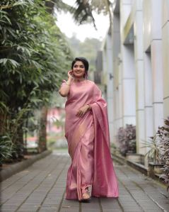 Ladies Light Pink Banarasi Silk Saree