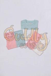 0-5 Year Color Blocking Girls Round Neck T Shirt