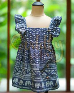 Girls Denim Safari Ruffle Frock