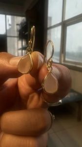 Natural Rose Quartz Gemstone 925 Sterling Silver Earring