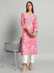 Aisha Mulmul Pink Straight Kurti