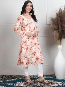 Atiya Mulmul Orange Floral Print Kurti