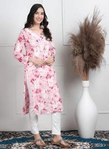 Atiya Mulmul Pink Floral Print Kurti