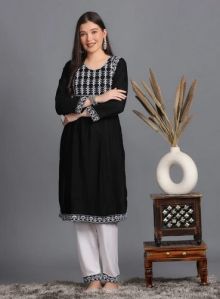 Nyra Yog Rayon Chikankari Kurti