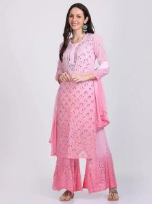 Ombre Chikankari Chiffon Sharara Suit