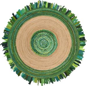 Beautiful Jute & Cotton Round Fringes Jute Area Rugs