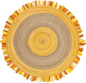 Beautiful Jute & Cotton Round Fringes Jute Area Rugs