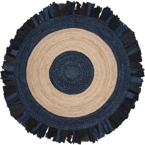 Beautiful Jute & Cotton Round Fringes Jute Area Rugs
