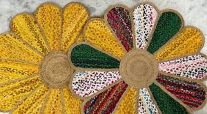 Flower Shape Jute Rug , Natural Jute Rugs