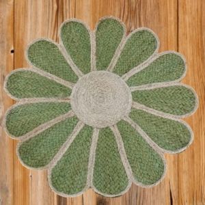 Flower Shape Jute Rug , Natural Jute Rugs