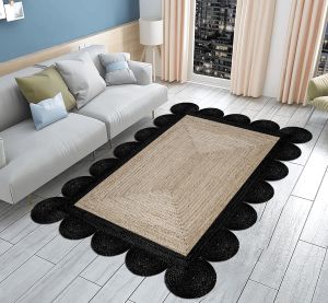 Hand Braided Indoor Outdoor Soft Scalloped Jute Rug