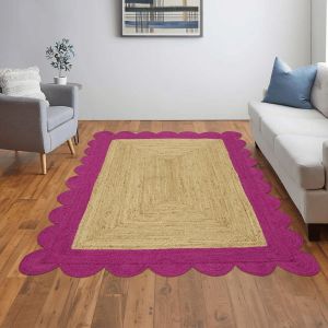 Hand Braided Indoor Outdoor Soft Scalloped Jute Rug
