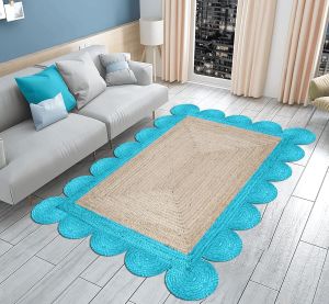 Hand Braided Indoor Outdoor Soft Scalloped Jute Rug