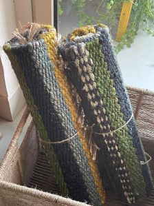 set of 2 hemp handmade runner rug