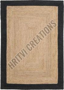 Black Border Bohemian Rectangle Jute Rug